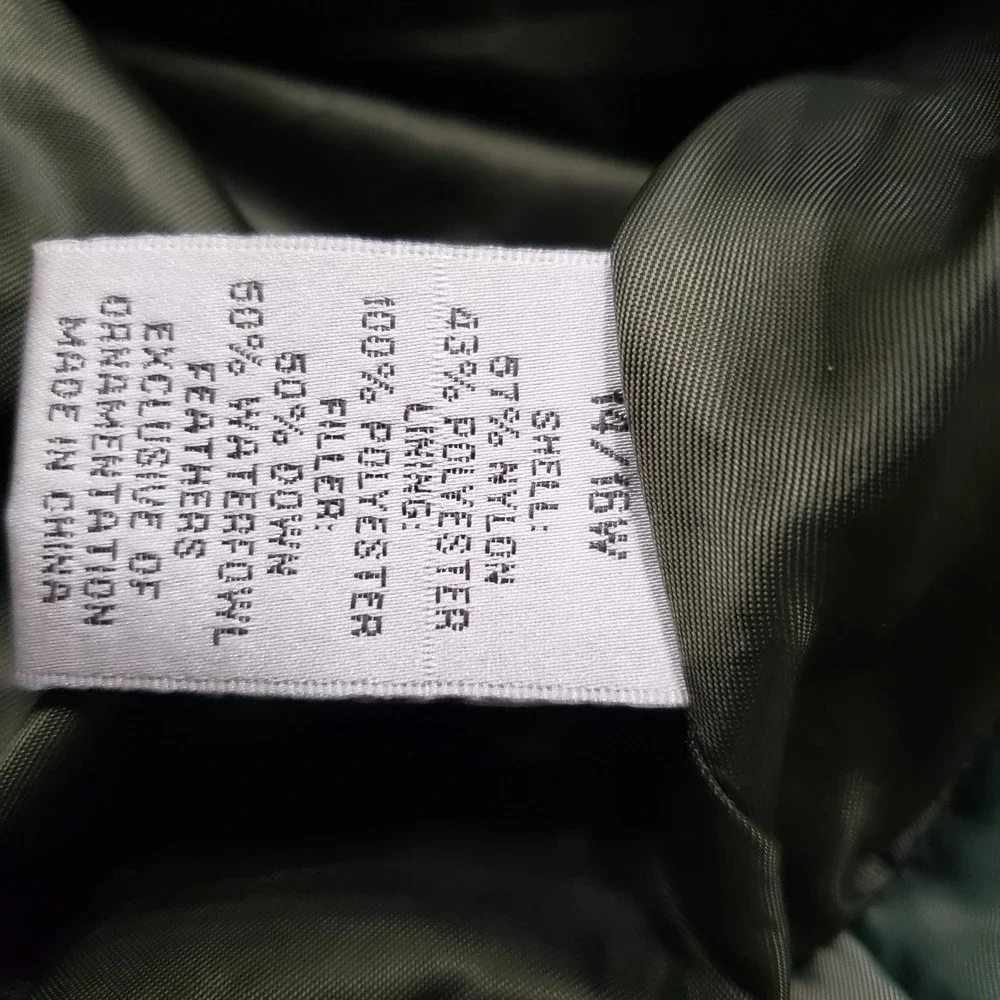 Y2K Fashion Bug Womens Olive Green Down Puffer Jacket Faux Fur Trim Hood 14/16W - Picture 8 of 10